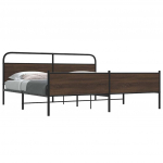 Metallist voodiraam ilma madratsita pruun tamm 183x213 cm