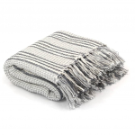 Puuvillane pleed, triibuline, 125x150 cm, hall ja valge