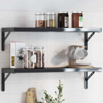 Riiuliklambrid 4 tk 23,5x2,5x15,5 cm must roostevaba teras