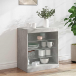 Puhvetkapp led-tuledega, betoonhall, 60,5 x 37 x 67 cm
