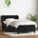 Kontinentaalvoodi madratsiga, must, 80x220 cm, samet