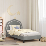 Laste voodiraam peatoega peaga helehall 80 x 160 cm samet