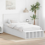 Voodi raam riiuliga peaga valge 75 x 190 cm tehispuit