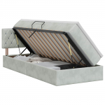Laos voodi peaga helehall 90 x 190 cm samet