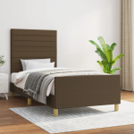 Voodiraam ilma madratsita tumepruun 90x190 cm kangas