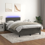 Kontinentaalvoodi madrats ja led, tumehall, 120x200 cm, samet