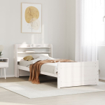 Voodiraam peatsiga ilma madratsita valge 90x190 cm