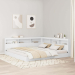Raamatukapitsee voodi riiuliga valge 180 x 200 cm tehispuit