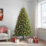 Tehisj&otilde;ulukuusk koos kaunistustega 210 cm 300 led-i soe valge