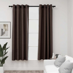 Linase v&auml;limusega pimendavad kardinad 2 tk pruunikas 140x175 cm