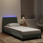 Voodiraam led ilma madratsita hanko, helehall, 90x190 cm, samet