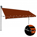 K&auml;sitsi sisset&otilde;mmatav varikatus, led, 400 cm, oranž ja pruun