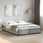 Voodiraam, hall sonoma tamm, 120 x 190 cm, tehispuit ja metall