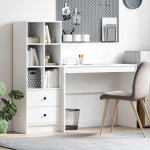 Laud koos hoiuruumiga sahtliga riiuliga 2 pcs valge tehispuit