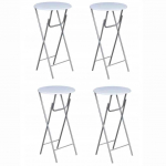 Baarilauad, 4 tk, mdfist lauaplaadiga, valge