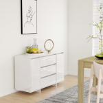Puhvetkapp 3 sahtliga, k&otilde;rgl&auml;ikega must 120x41x75 cm, tehispuit
