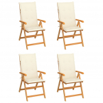 Aiatoolid, 4 tk, kreemjate istmepatjadega, tiikpuu