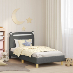 Laste voodiraam peatoega peaga tumehall 80 x 160 cm kangas