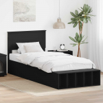 Voodi raam riiuliga peaga must 75 x 190 cm tehispuit