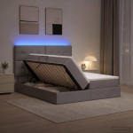 Led-iga voodiraam koos madratsiga pruunikashall 200 x 200 cm
