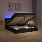 Ottomani voodi madratsi ja led-idega must 140 x 190 cm kangas