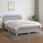 Kontinentaalvoodi madrats ja led, helehall, 140x190 cm, kangas