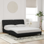 Voodiraam ilma madratsita, must, 160x200 cm, samet