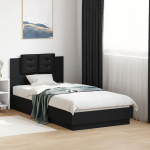 Voodiraam peatsi ja led-tuledega, must, 75x190 cm