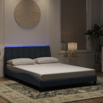 Voodiraam led ilma madratsita hanko, tumehall, 120 x 200 cm, samet