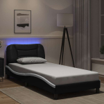 Voodiraam led-iga ilma madratsita hvar, must ja valge, 80 x 200 cm