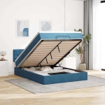Ottomani voodi madratsiga ja led, tumesinine, 140x190cm, samet
