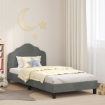 Laste voodiraam peatoega peaga tumehall 90 x 200 cm samet