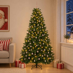Kunstkuusk, keskroheline, j&otilde;ulukuulidega 300 cm 600 led-i