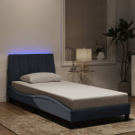 Voodiraam led ilma madratsita hanko, tumehall, 90x190 cm, samet