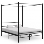Baldahhiiniga voodiraam, must, metall, 160 x 200 cm