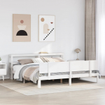 Voodiraam peatsiga ilma madratsita valge 200x200 cm