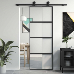 L&uuml;kanduks, must, 76x205 cm, karastatud klaas ja alumiinium
