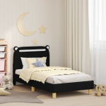 Laste voodiraam peatoega peaga must 80 x 160 cm kangas