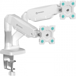 ONKRON G-160-W Swivel and tilt desk mount for two 13-32" monitors, max. 8 kg, with rotation, white