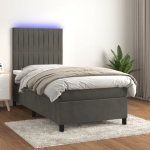 Kontinentaalvoodi madrats ja led, tumehall, 80x200 cm, samet