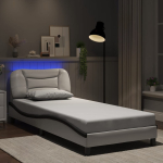 Voodiraam led-iga ilma madratsita hvar, valge ja must, 80 x 200 cm