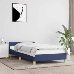 Voodiraam peatsiga ilma madratsita sinine 100x200 cm kangas