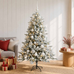 Tehisj&otilde;ulukuusk koos kaunistustega 120 cm 150 led-i soe valge