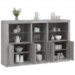 Puhvetkapp led-tuledega, hall sonoma tamm, 162 x 37 x 100 cm