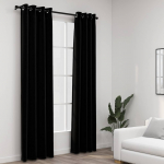 Linase v&auml;limusega pimendavad kardinad 2 tk must 140 x 225 cm