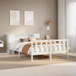 Riiuliga voodiraam ilma madratsita, valge, 150x200cm, m&auml;nnipuit