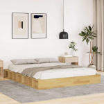 Voodiraam ilma madratsita 135x190 cm t&auml;ispuidust tamm