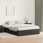 Voodi hoiukohaga raam must tamm 150 x 200 cm tehispuit