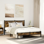Metallist voodiraam ilma madratsita suitsutatud tamm 137x190 cm