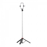 Selfie stick WC13YDS telescopic tripod 1.3m with double lamp and phone holder - black